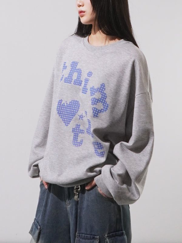 Checker Heart Overfit Sweatshirt