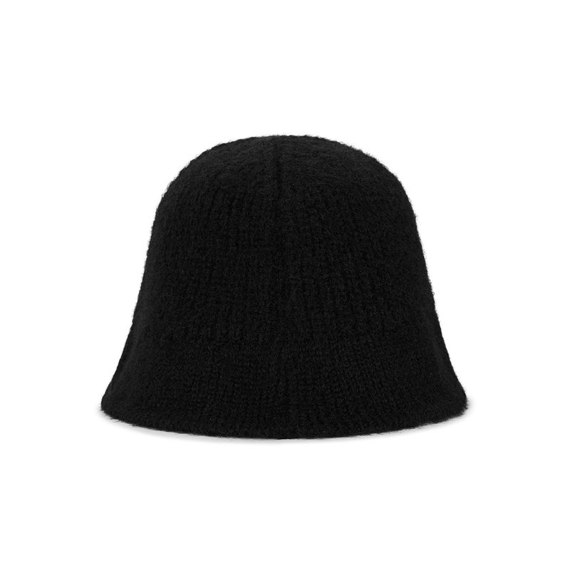 VA Curved Oval Metal Washed Knit Bucket Hat  / Black