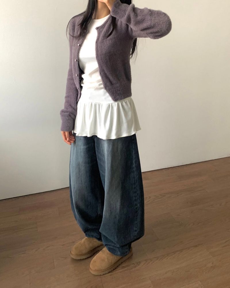 Ore Angora Fur Crop Cardigan 2C