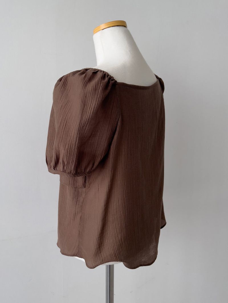 Besque Shirred Short Sleeve Blouse