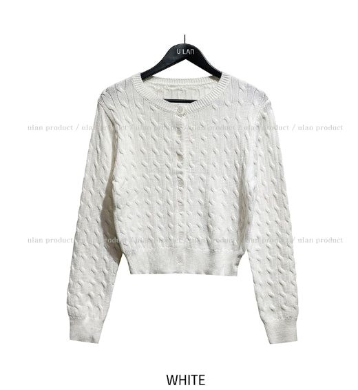[U-BASIC] Laurent Round Cable Cardigan