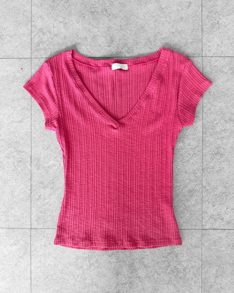 SOFT RIB V-NECK TEE