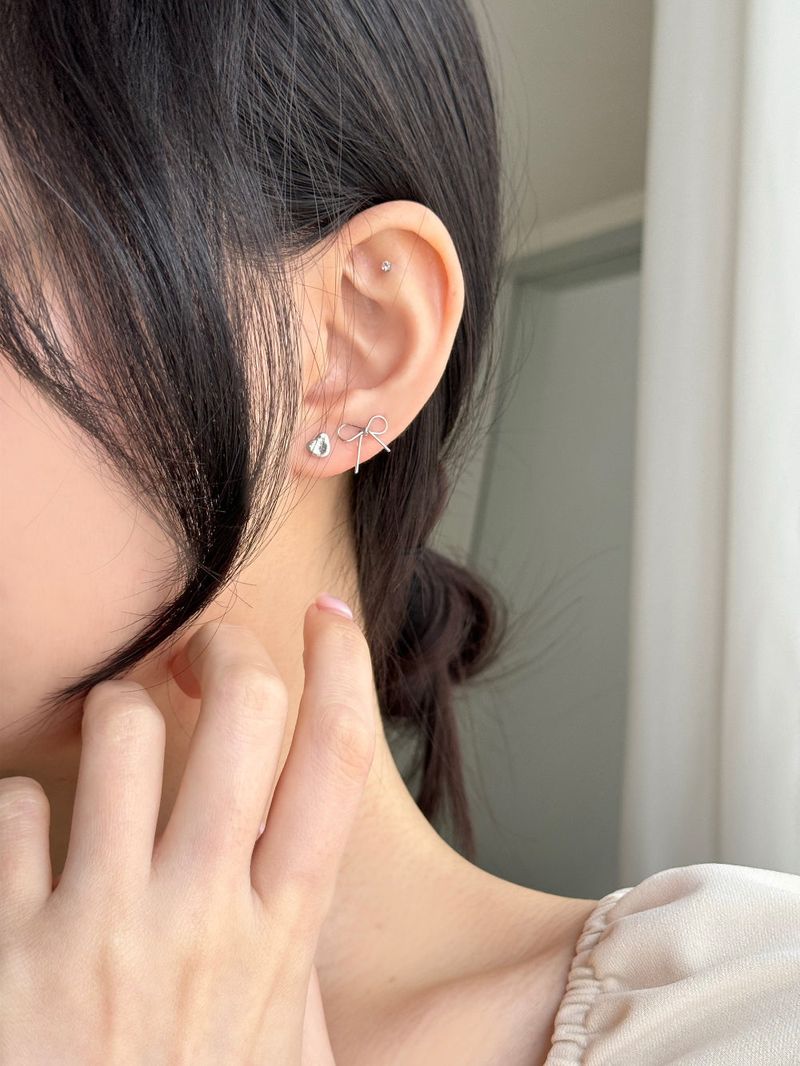 [3 set] ビッグリボンピアスセット