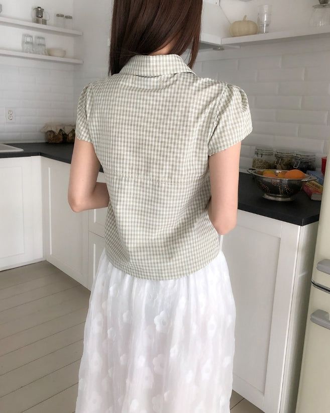 Linky Check Puff Blouse