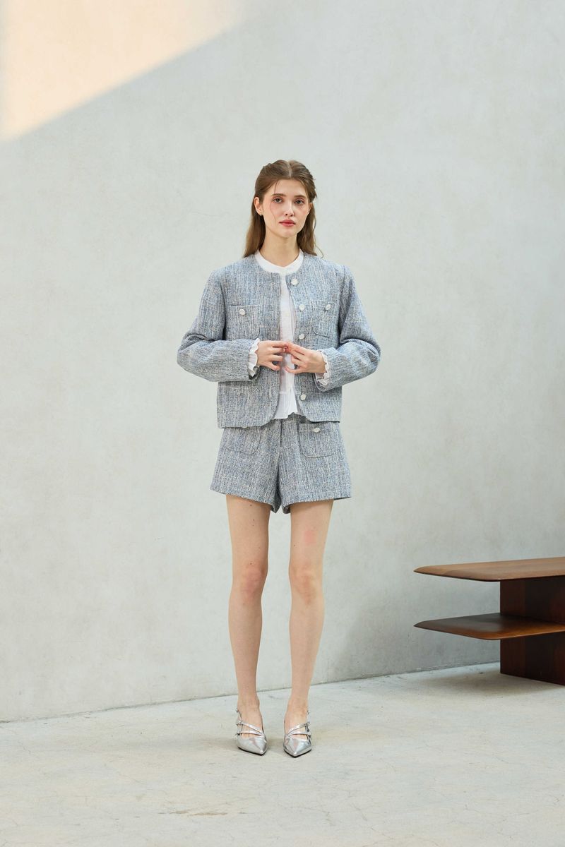CHERISH TWEED JACKET / SKY BLUE