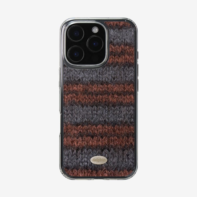 MOHAIR STRIPE SILVER EPOXY CASE _ BROWN