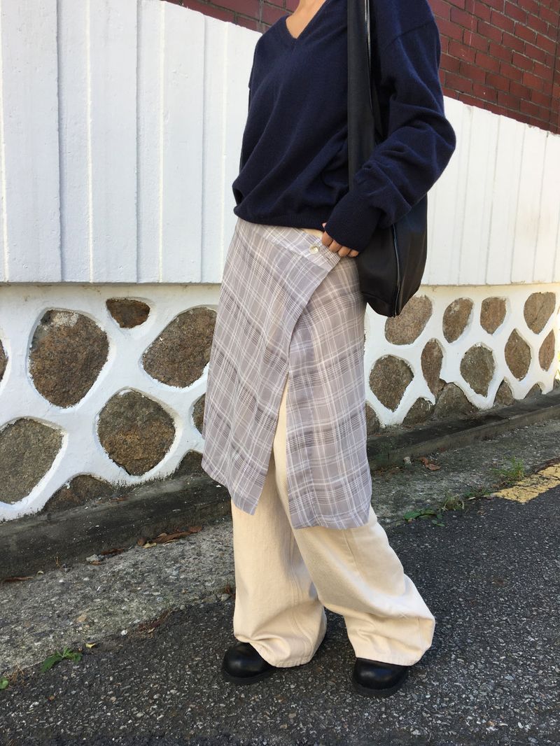 Roman check layered skirt (2color)