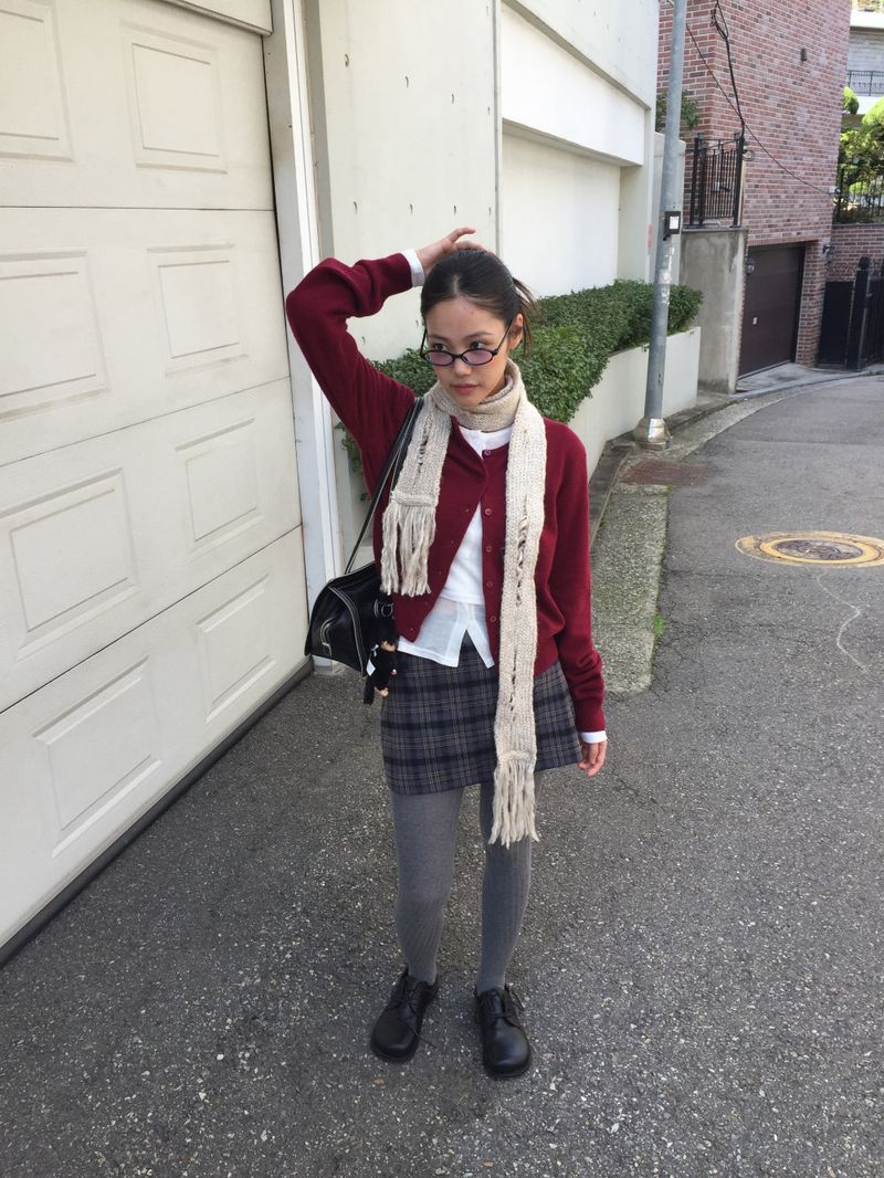 Plaid Peach Mini Skirt (2color)