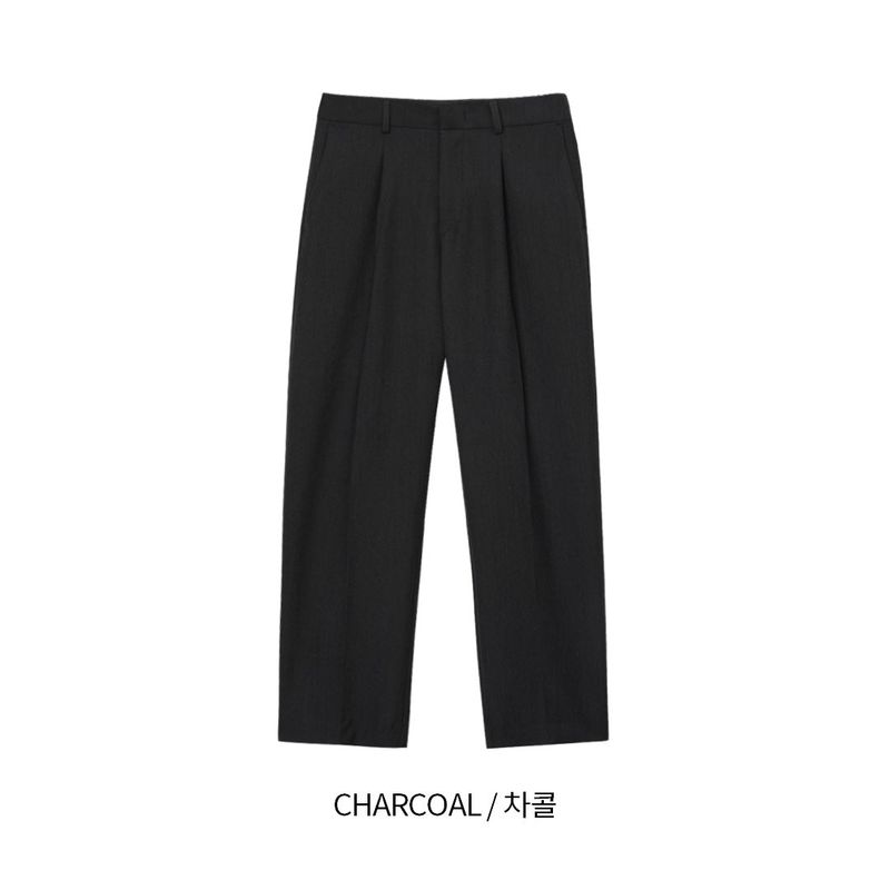 Dot Back-Bend One Tuck Semi-Wide Slacks (4 colors)
