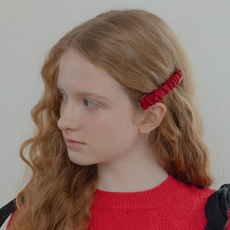 mellotory（メロートリー）の「SQUARE SHIRRING HAIR PIN (BURGUNDY)（Hair Accessories）」