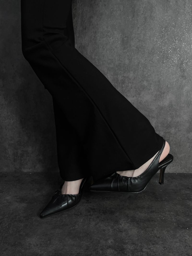 shirring leather stiletto heels (2color)