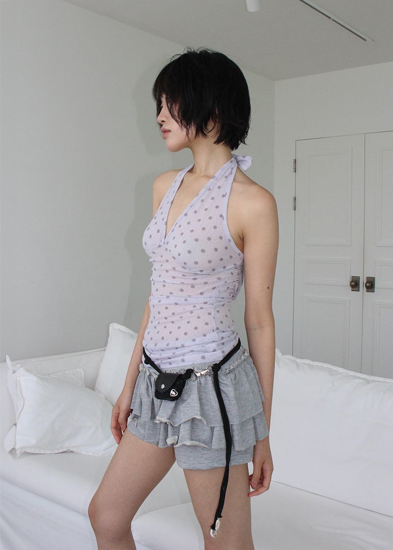 POLKA DOT HALTER SLEEVELESS