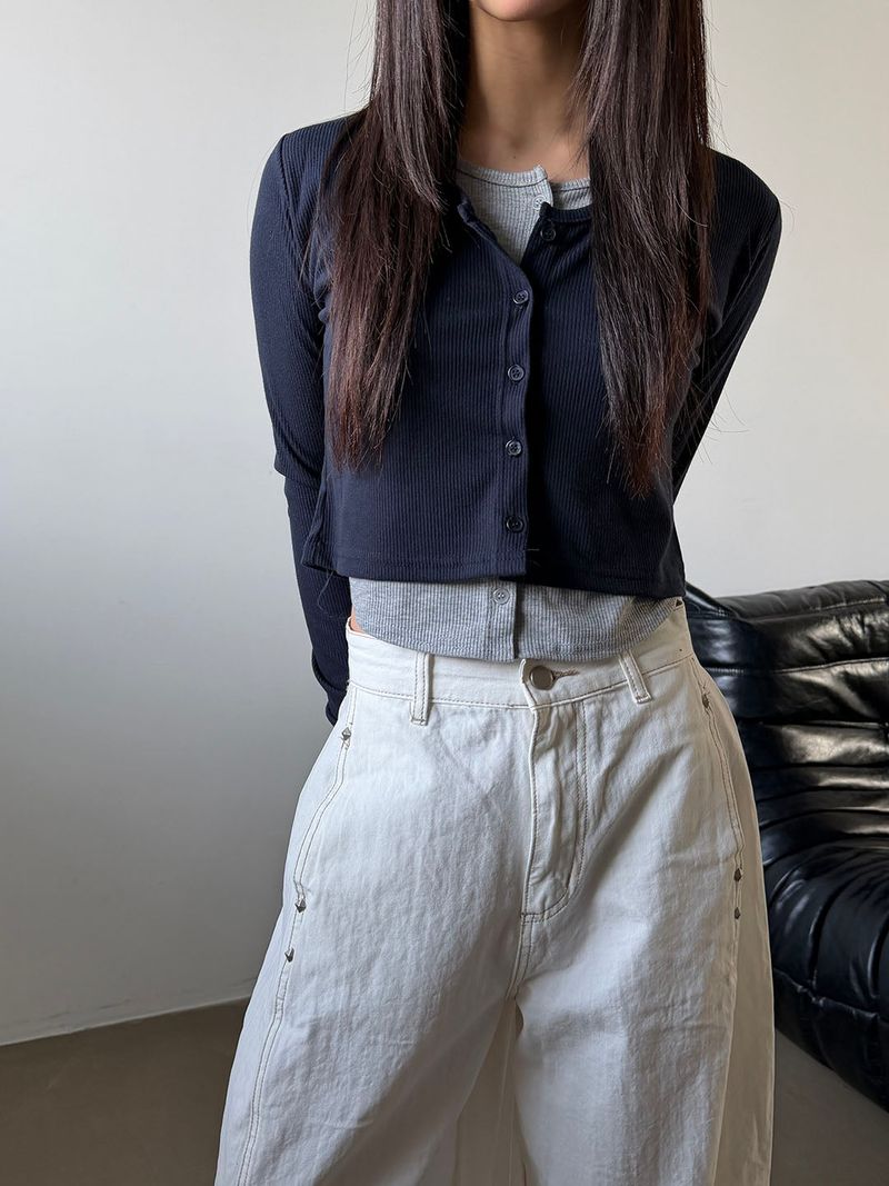 Two tone layered cardigan(4color)