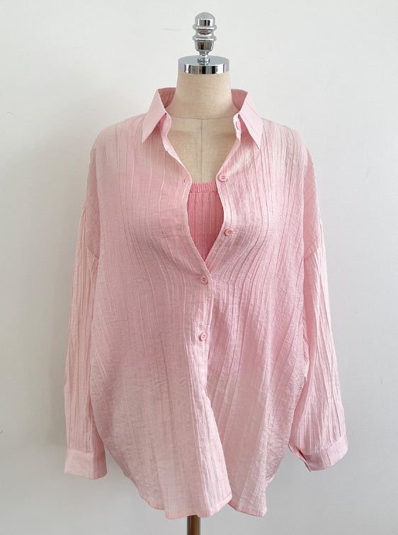 Sisle knit sleeveless wrinkle shirt set