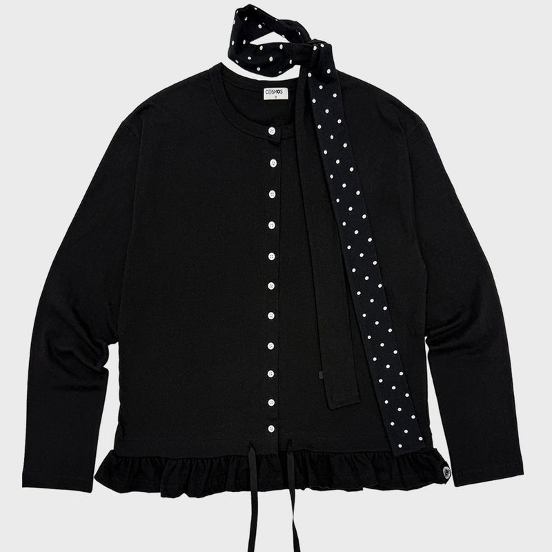NATTY CARDIGAN IN BLACK (SCARF SET)