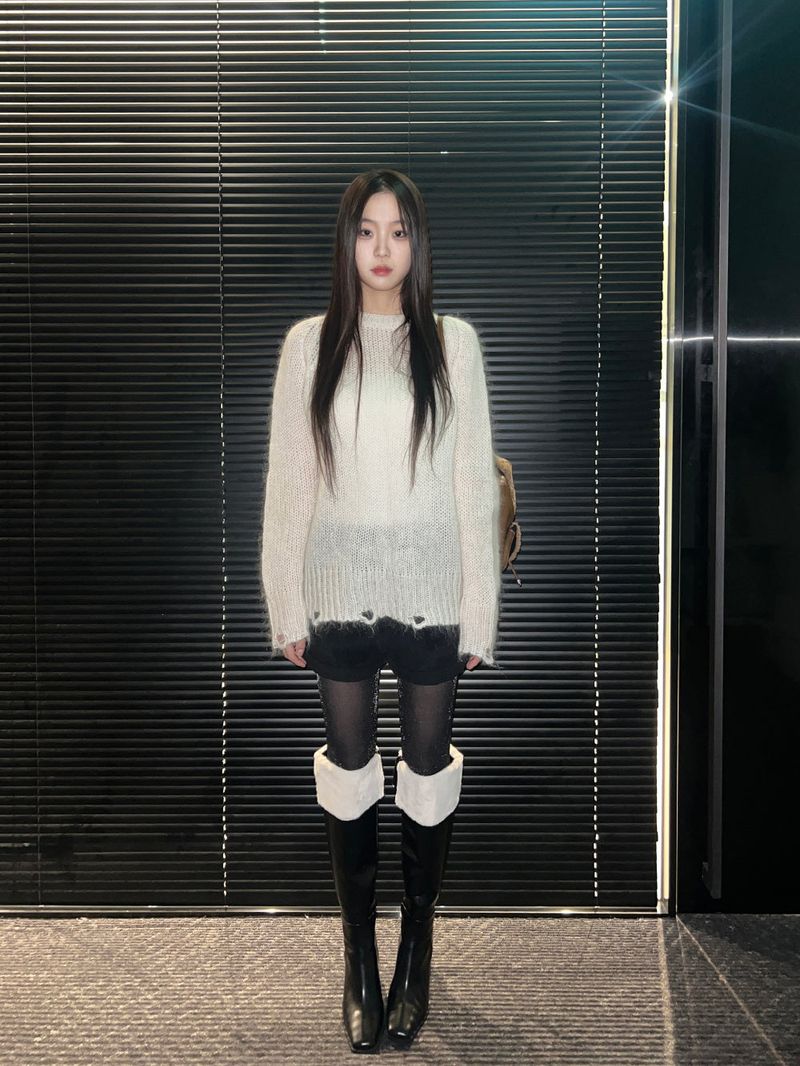 Square toe mink fur long boots (2 Color)