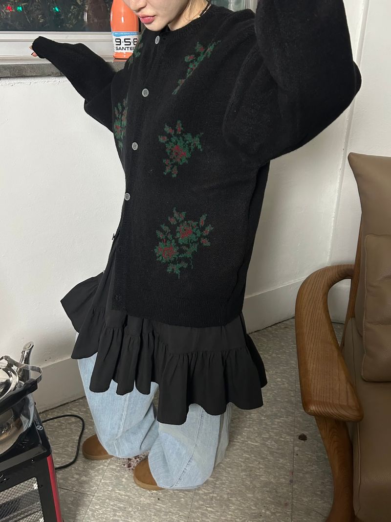 (2color) dot frill dress
