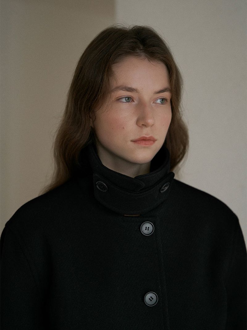 Soft wool half coat