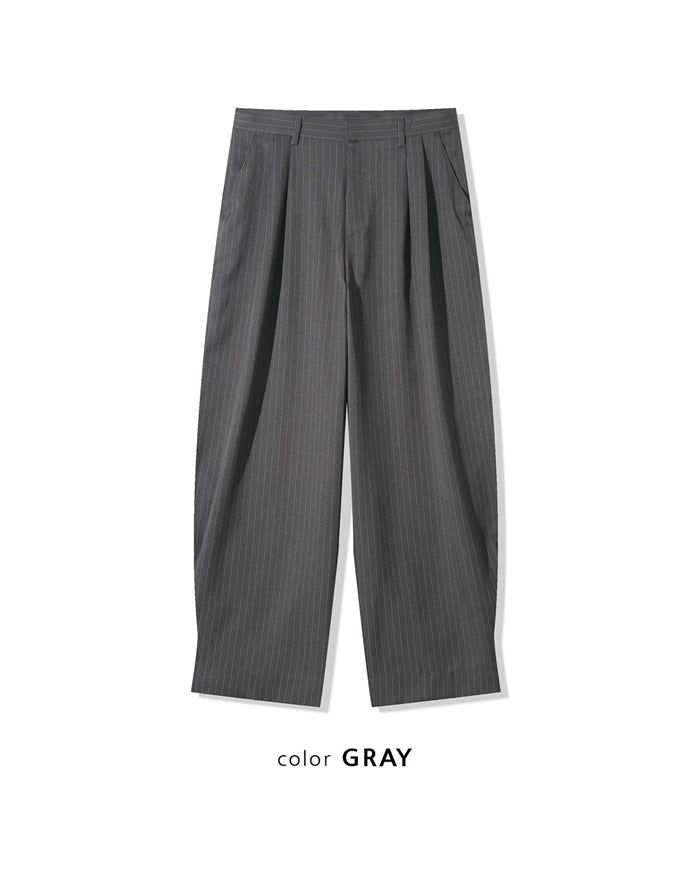 (UNISEX) Pintuck Stripe Wide Slacks