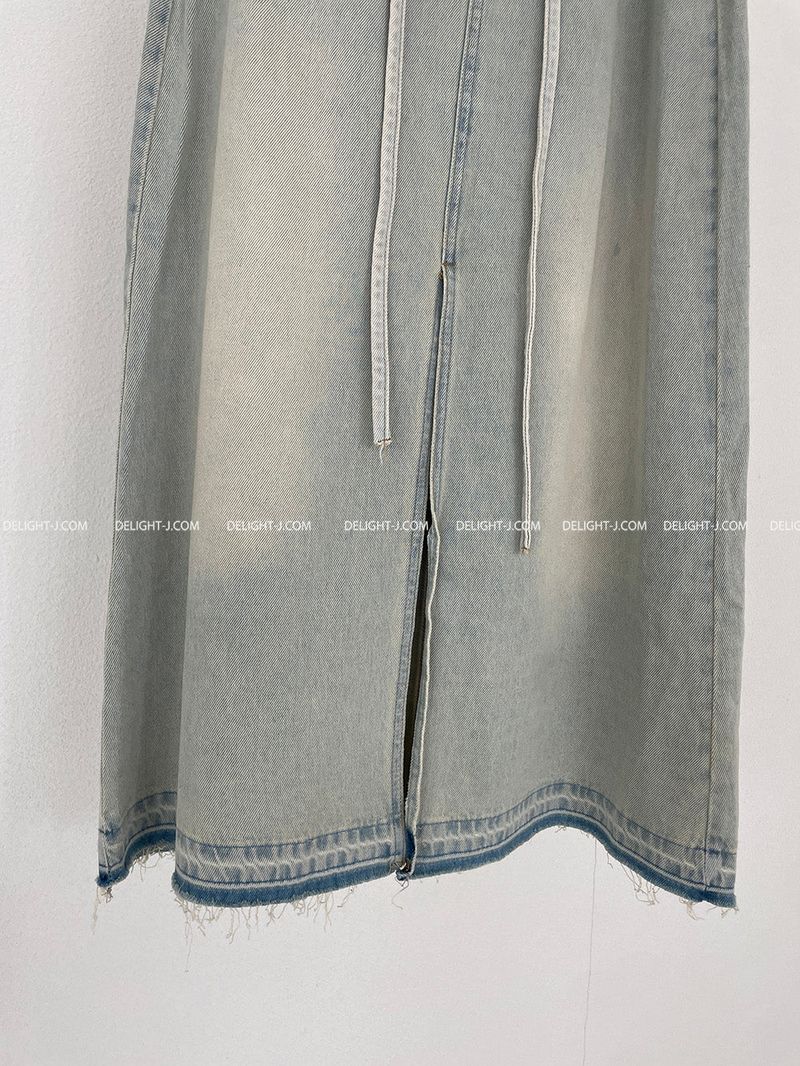 Strap belt Set Denim Long Skirt