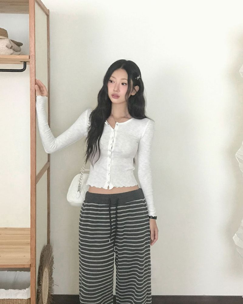 Slim Button Long Sleeve Cardigan