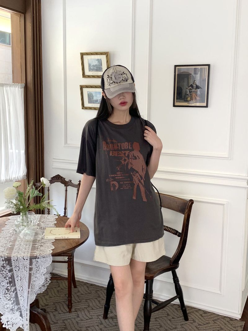Bontu Summer Printed Overfit Short Sleeve T-Shirt