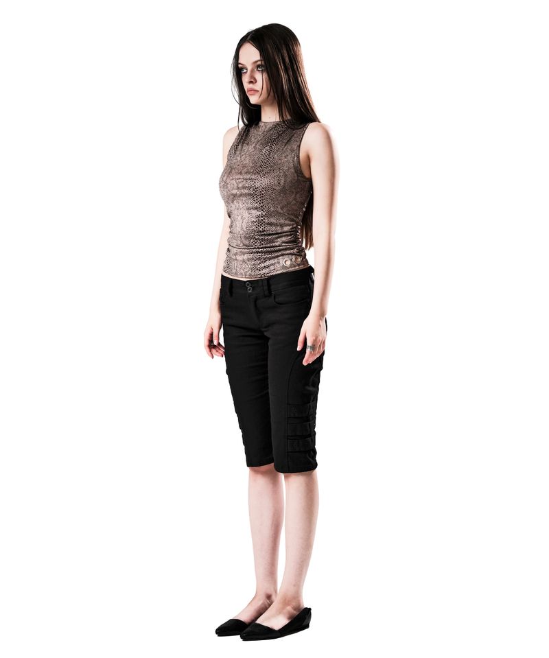 PYTHON SHIRRING SLEEVELESS TOP BEIGE