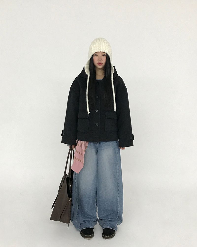 [ORIGINAL] CHILD HOOD WOOL SHORT COAT