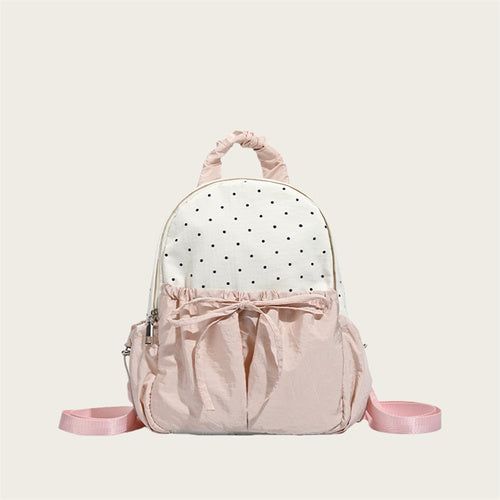 Ribbon Polka Dot Canvas Backpack – Cute College & Commuter Bag