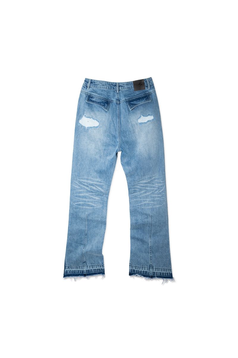 WASHED RAW EDGE DENIM (BLUE)
