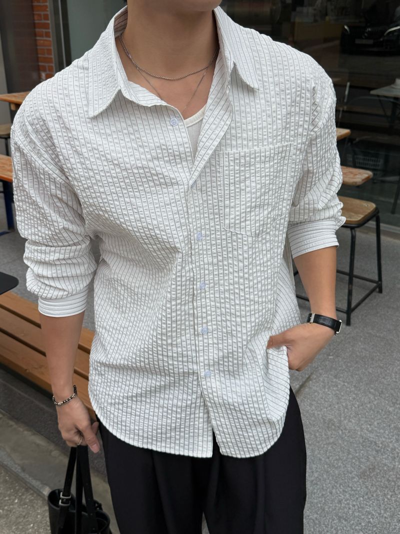 Cove embossed stripe shirt