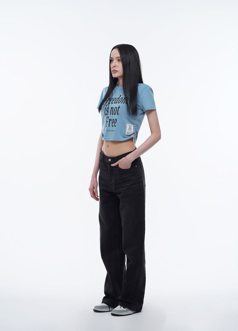 FREEDOM SIDE STRING CROP T-SHIRTS