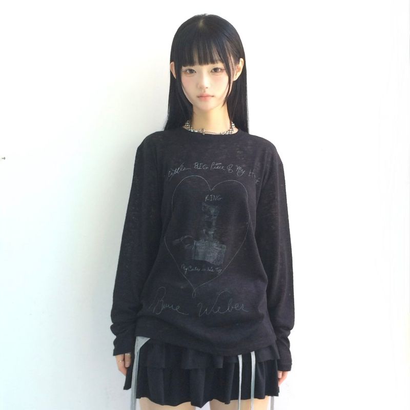 ner.ui.bin(ノエビン)の「Vintage Cat Lettering T-Shirt(Tops)」