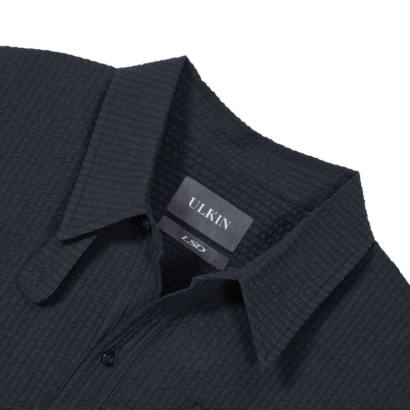 [24SS LSD COLLECTION] Cotton Seersucker Short-sleeve Shirt_Charcoal