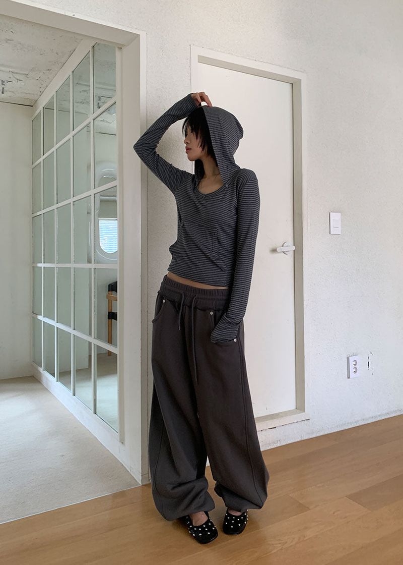 EYELET WIDE JOGGER PANTS (4color)
