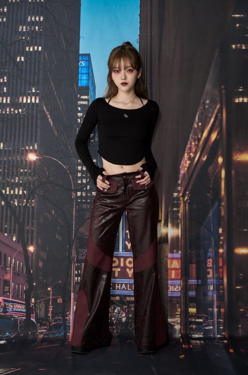 CRACK LEATHER BOOTS CUT PT (BURGUNDY)