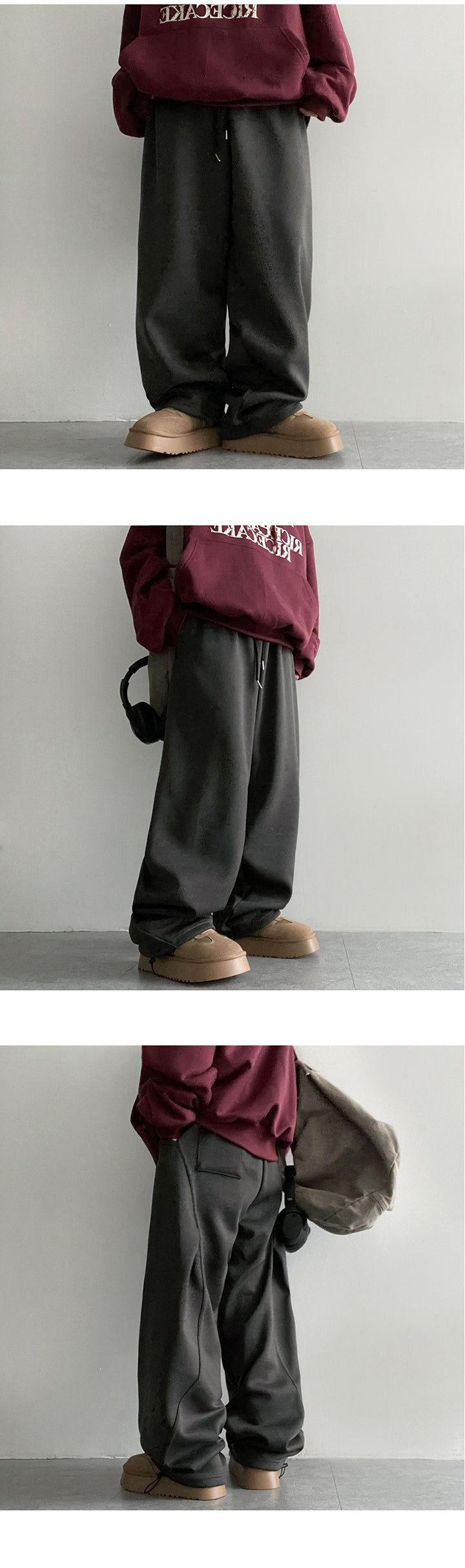 Illun Curve incision wide banding pants