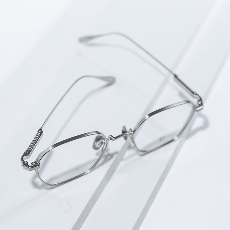 Knouun Square titanium glasses CODE. 102. A Silver