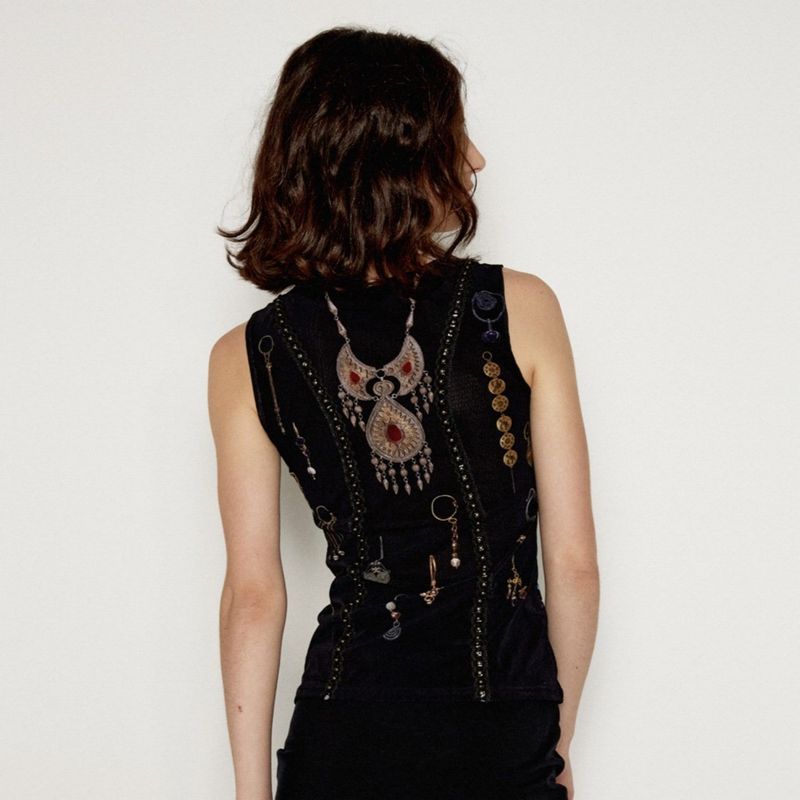 SHEISSHE/PRINTED RIBBON TANK TOP