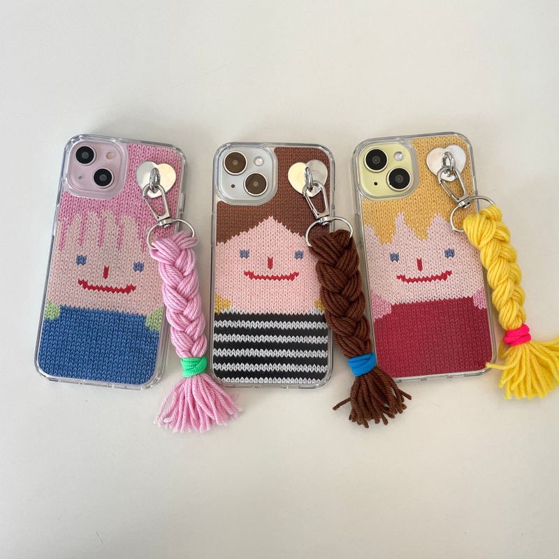 SMILEY FACE HARD JELL CASE (+HAIR KEYRING SET) _ BROWN