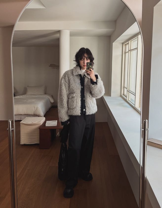 Superior tweed fur jacket