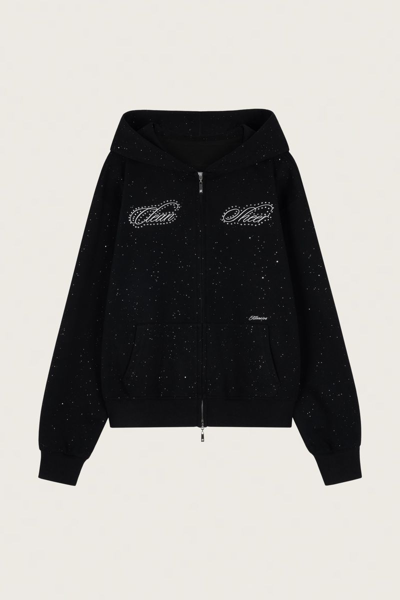 Twinkle Dust Hooded Zip-up, Black