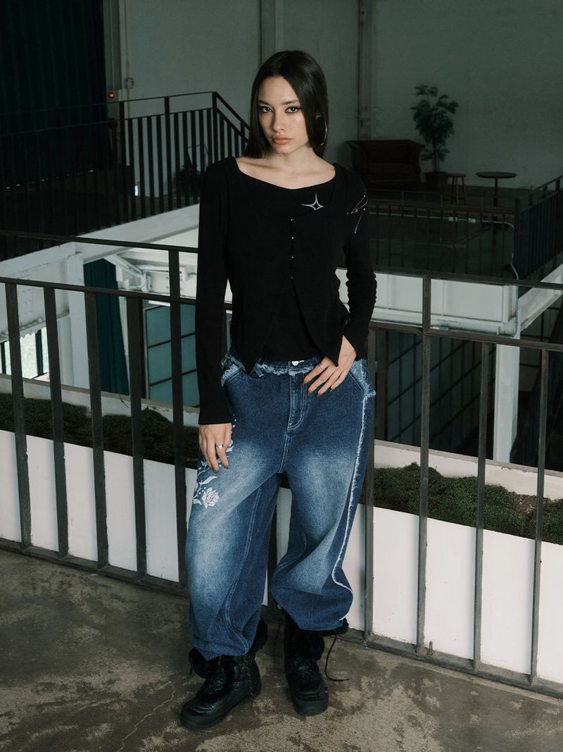 RAW CUT DENIM PANTS (WASHED BLUE)