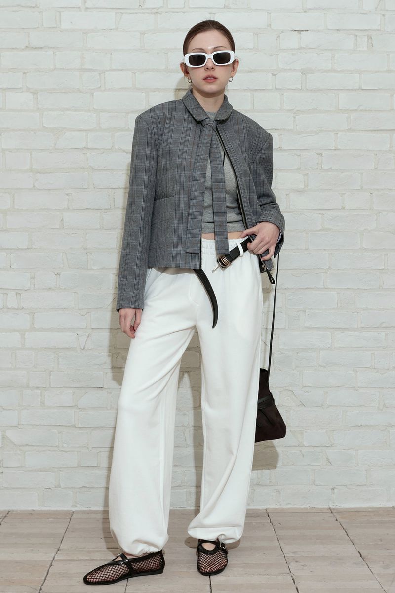 CHECK TAILORED TIE JACKET_BLACK