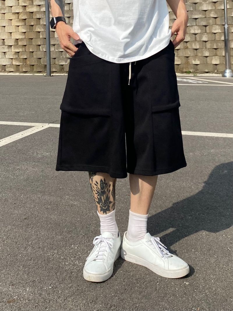 Double solid pocket half pants 3C