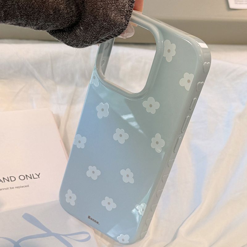 Chiffon Blue White Summer Flower Hard Case iPhone Case
