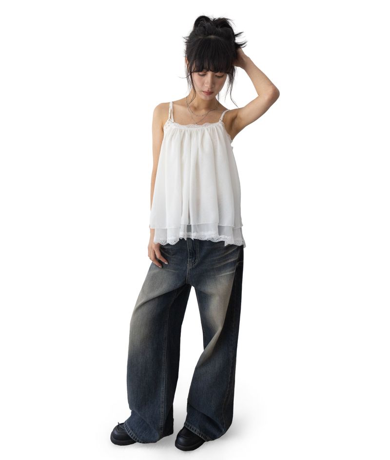 Pony Adjustable Strap Chiffon Top