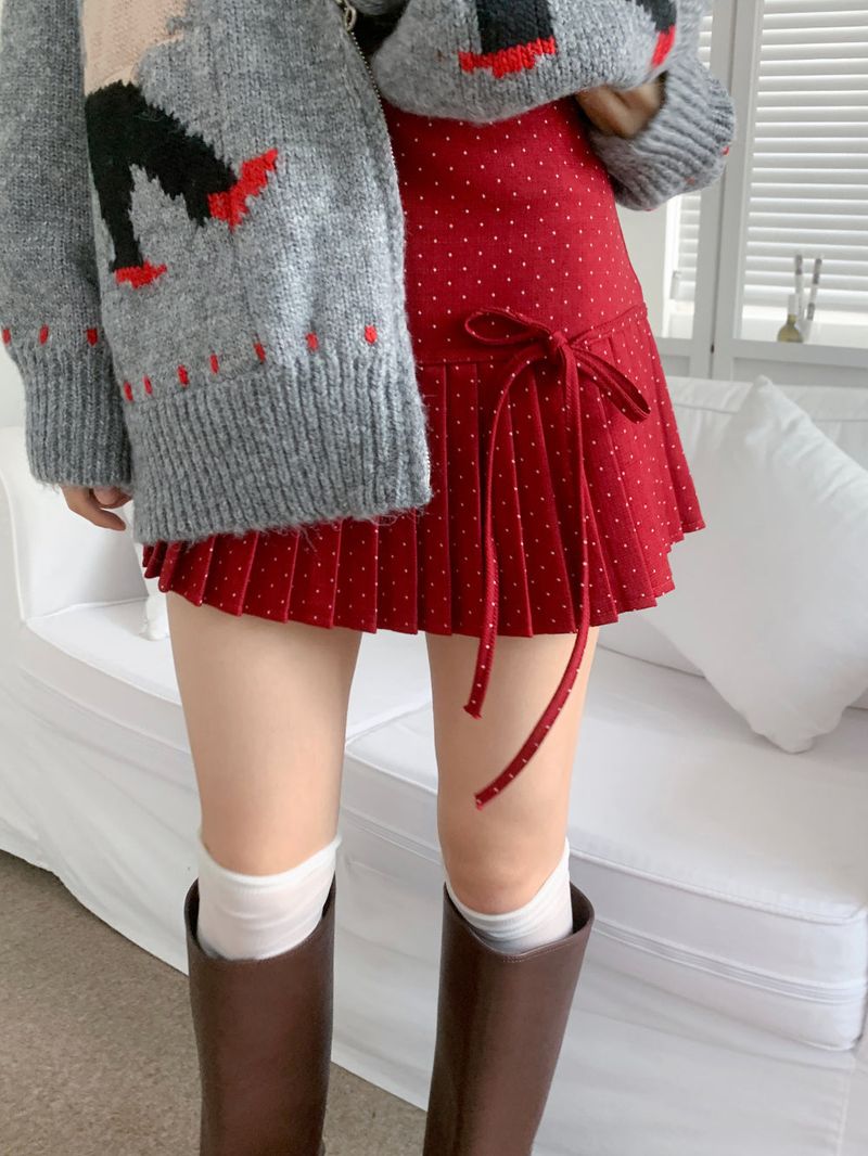 Melody Dot Pleated Mini Skirt (3 colors)