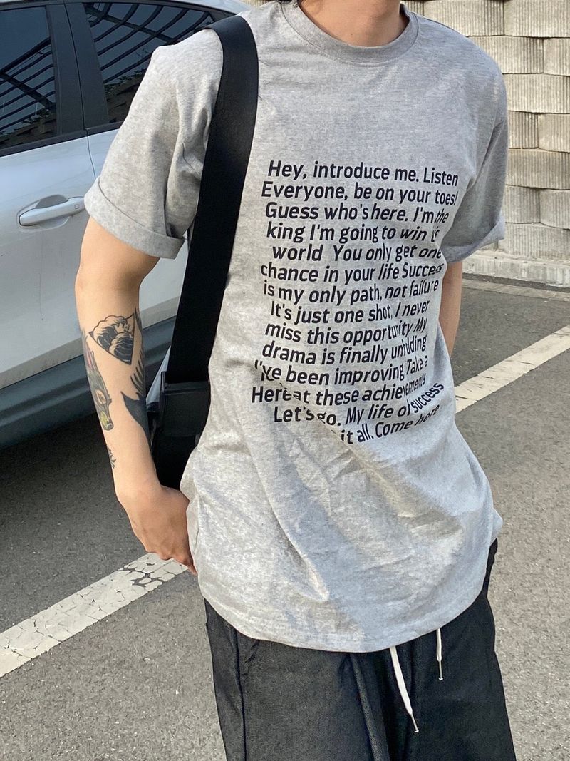 Square frame lettering short sleeve T 3C