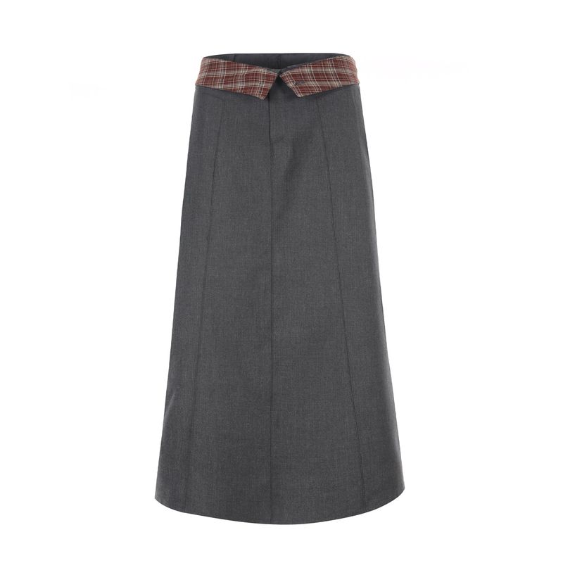 Folded check maxi skirt 003